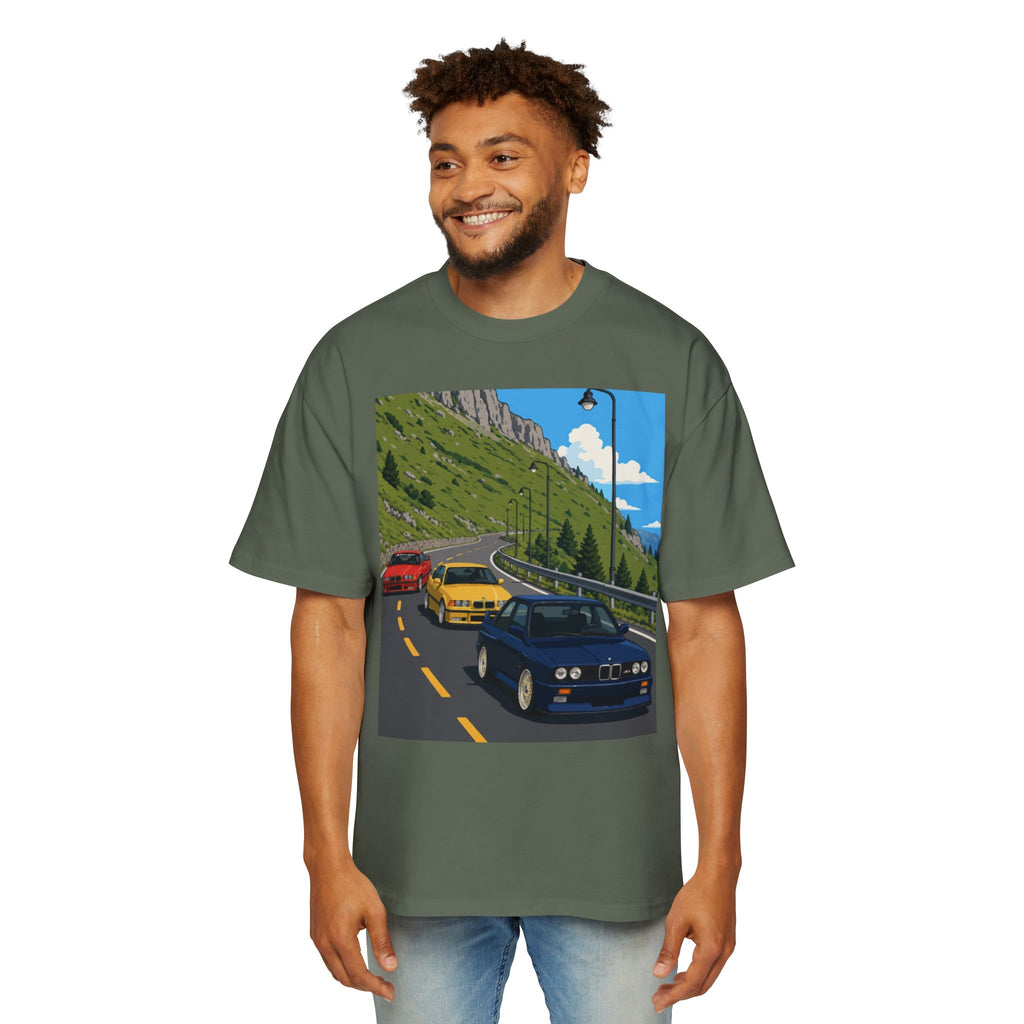 Retro Sports Cars E30 E36 Tee — Mountain Road Driving Graphic T-Shirt