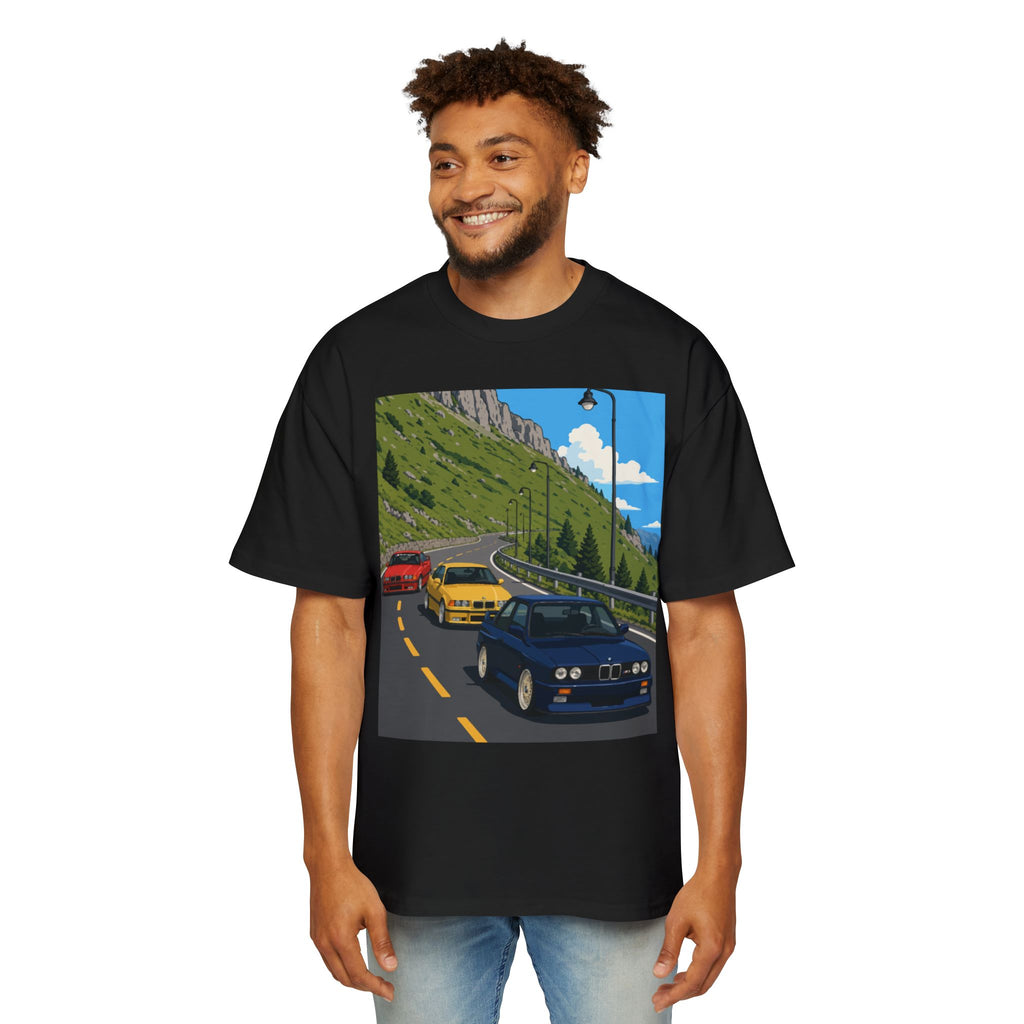 Retro Sports Cars E30 E36 Tee — Mountain Road Driving Graphic T-Shirt