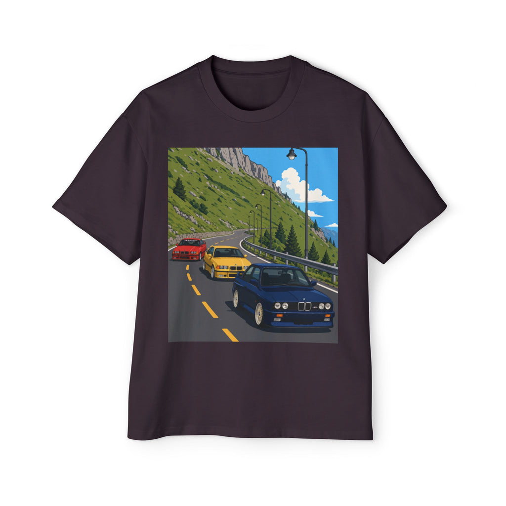 Retro Sports Cars E30 E36 Tee — Mountain Road Driving Graphic T-Shirt