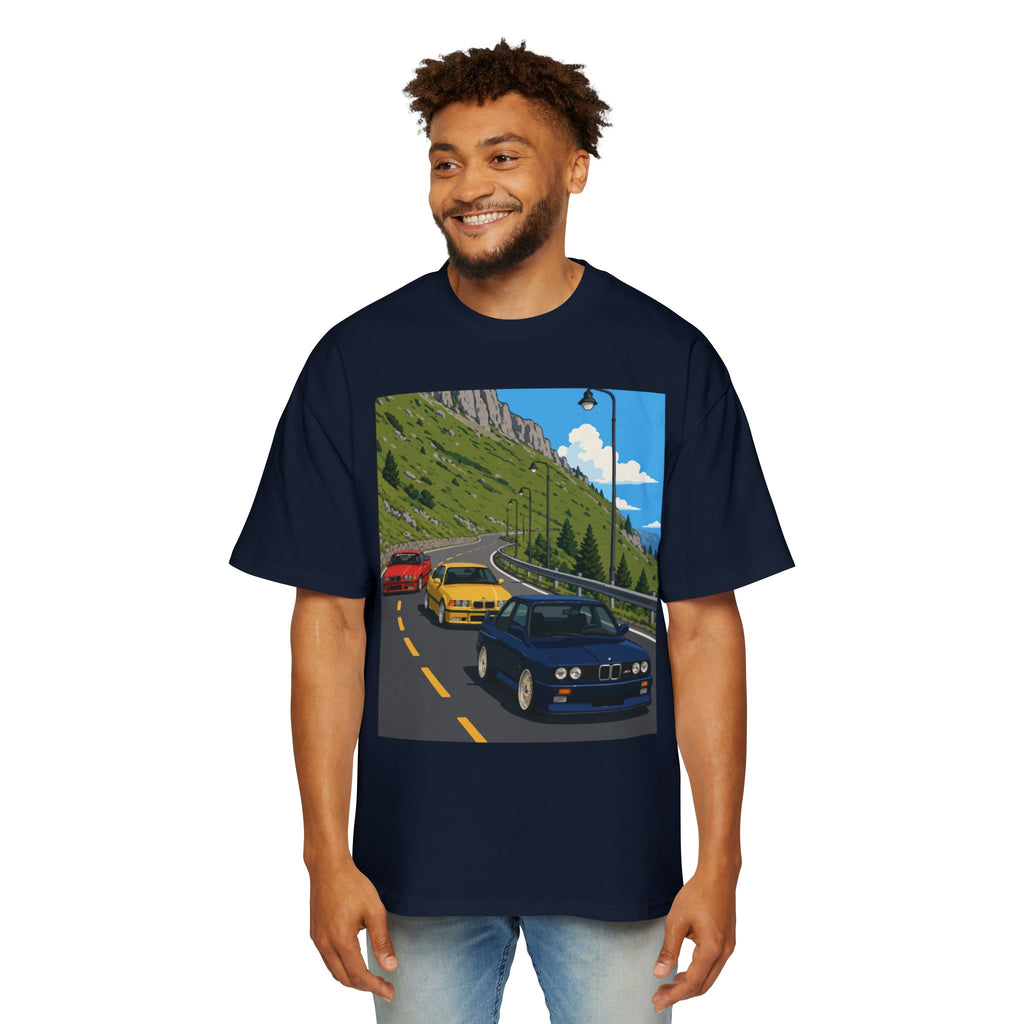 Retro Sports Cars E30 E36 Tee — Mountain Road Driving Graphic T-Shirt