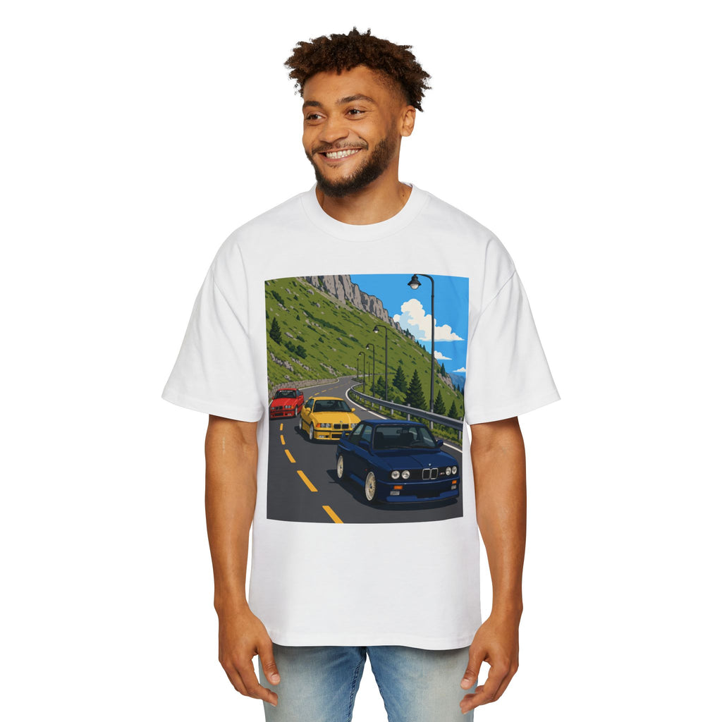 Retro Sports Cars E30 E36 Tee — Mountain Road Driving Graphic T-Shirt