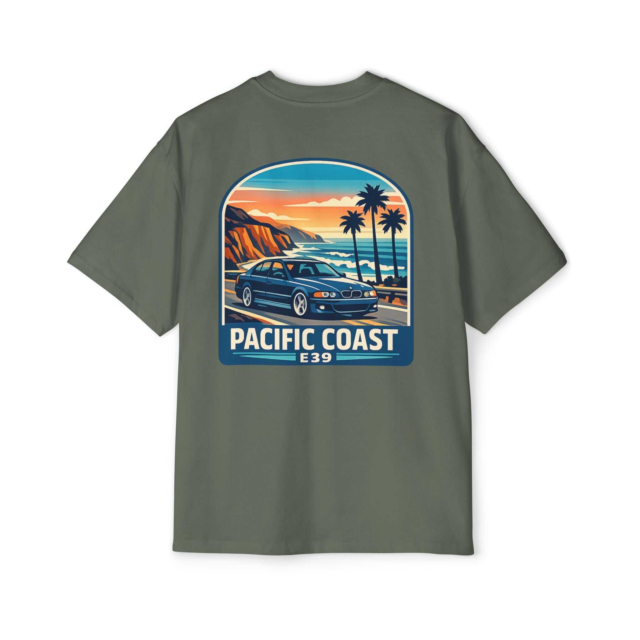 Pacific Coast Car Tee — "Chassis Code Co" Retro Sunset Graphic Shirt