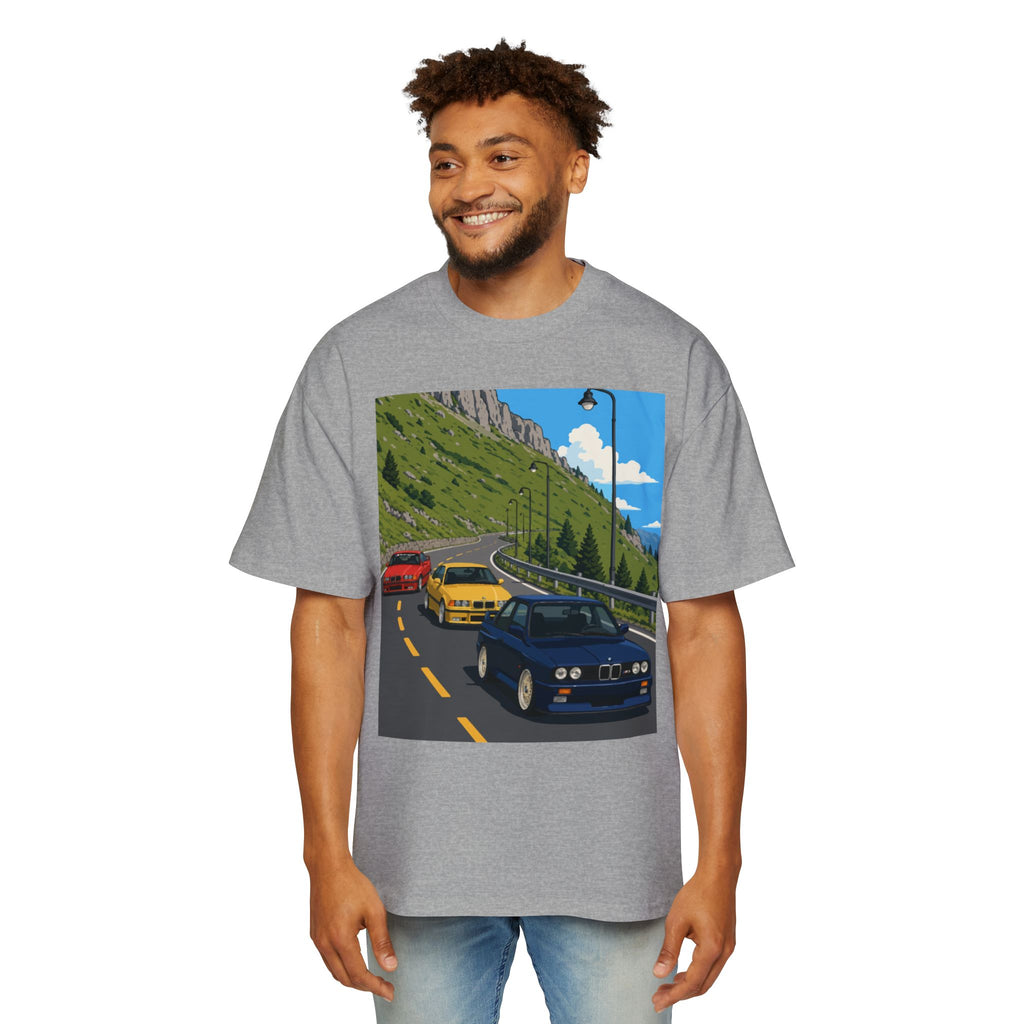 Retro Sports Cars E30 E36 Tee — Mountain Road Driving Graphic T-Shirt