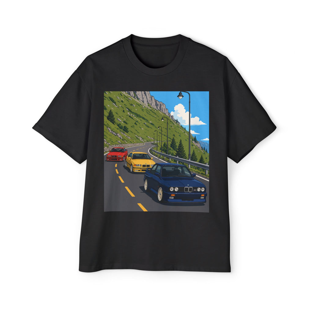 Retro Sports Cars E30 E36 Tee — Mountain Road Driving Graphic T-Shirt