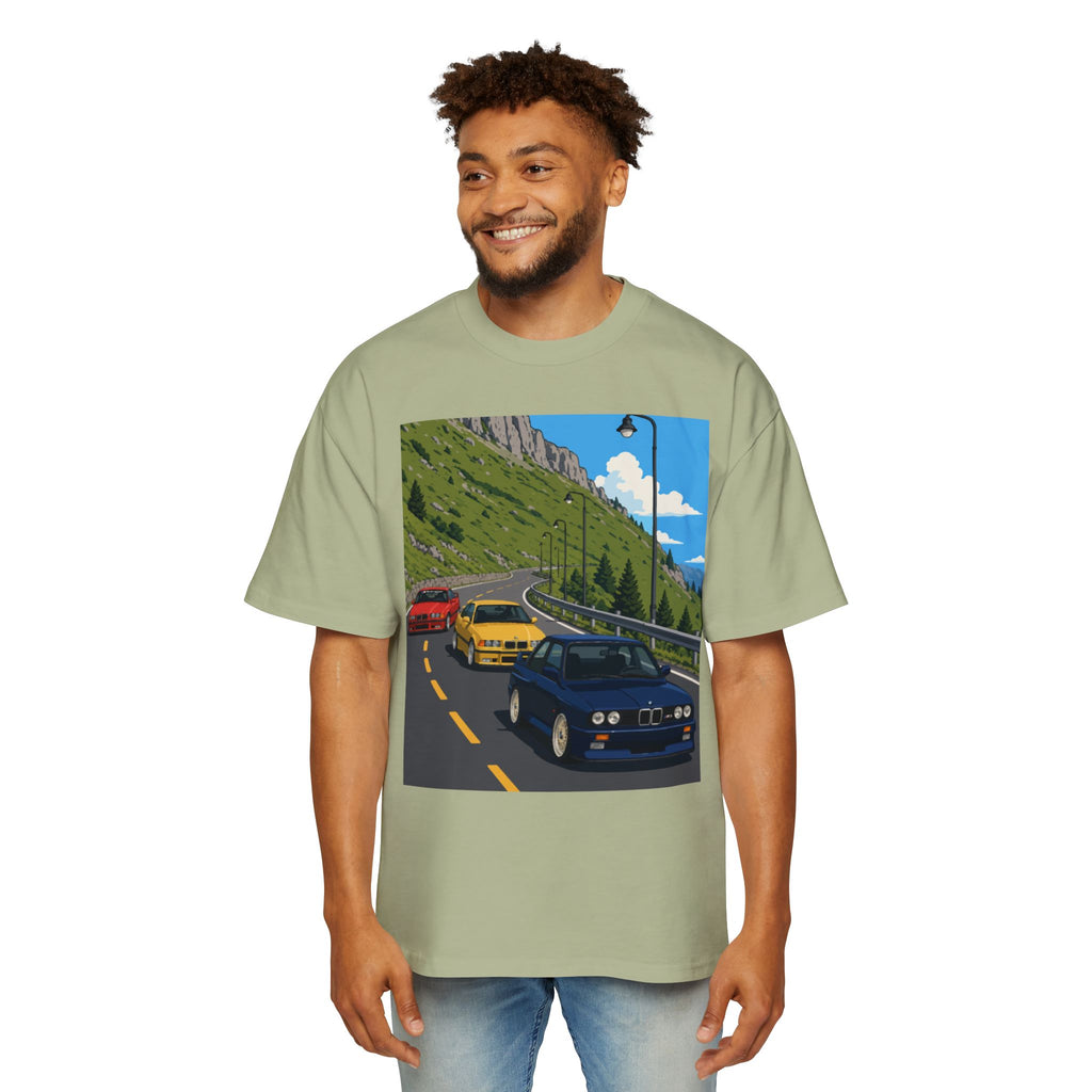 Retro Sports Cars E30 E36 Tee — Mountain Road Driving Graphic T-Shirt