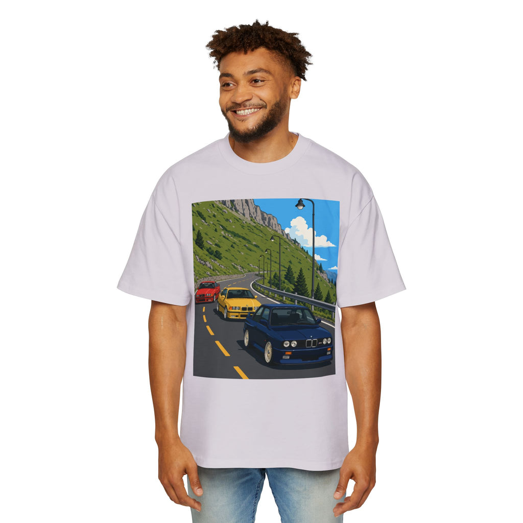 Retro Sports Cars E30 E36 Tee — Mountain Road Driving Graphic T-Shirt