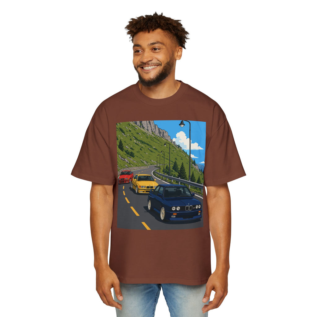 Retro Sports Cars E30 E36 Tee — Mountain Road Driving Graphic T-Shirt