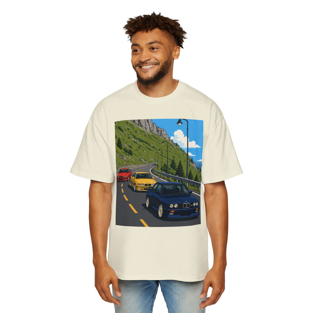 Retro Sports Cars E30 E36 Tee — Mountain Road Driving Graphic T-Shirt